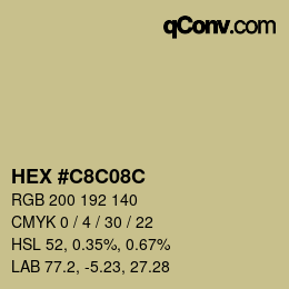 Color code: HEX #C8C08C | qconv.com