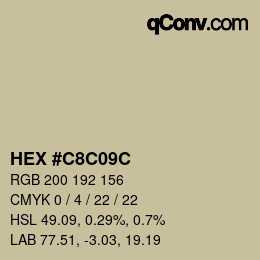 Color code: HEX #C8C09C | qconv.com