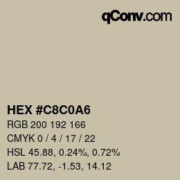 Color code: HEX #C8C0A6 | qconv.com