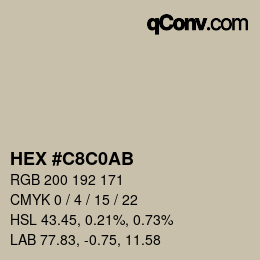 Color code: HEX #C8C0AB | qconv.com