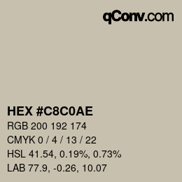 Color code: HEX #C8C0AE | qconv.com