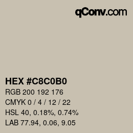 Color code: HEX #C8C0B0 | qconv.com