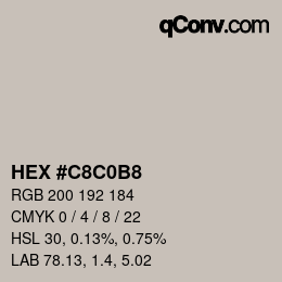 Color code: HEX #C8C0B8 | qconv.com