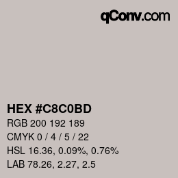 Color code: HEX #C8C0BD | qconv.com