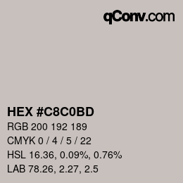カラーコード: HEX #C8C0BD | qconv.com