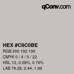 Color code: HEX #C8C0BE | qconv.com