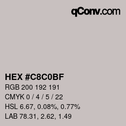Color code: HEX #C8C0BF | qconv.com
