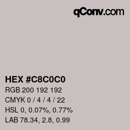 Farbcode: HEX #C8C0C0 | qconv.com