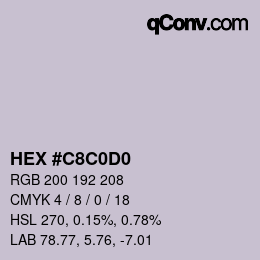 颜色代码: HEX #C8C0D0 | qconv.com
