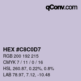カラーコード: HEX #C8C0D7 | qconv.com