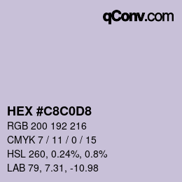 カラーコード: HEX #C8C0D8 | qconv.com