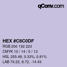 Color code: HEX #C8C0DF | qconv.com