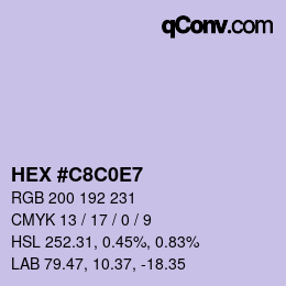 Color code: HEX #C8C0E7 | qconv.com