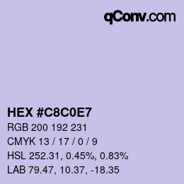 カラーコード: HEX #C8C0E7 | qconv.com