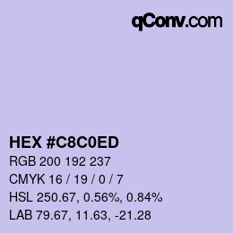颜色代码: HEX #C8C0ED | qconv.com