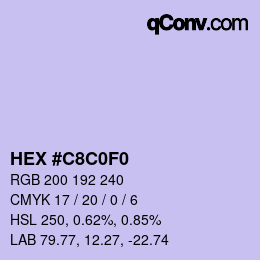 Color code: HEX #C8C0F0 | qconv.com