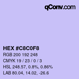 Color code: HEX #C8C0F8 | qconv.com