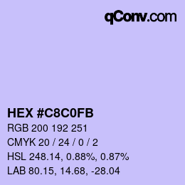 Farbcode: HEX #C8C0FB | qconv.com
