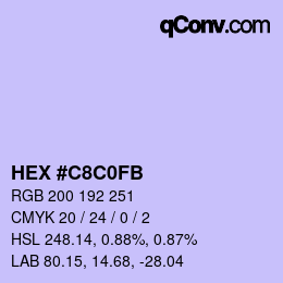 Color code: HEX #C8C0FB | qconv.com