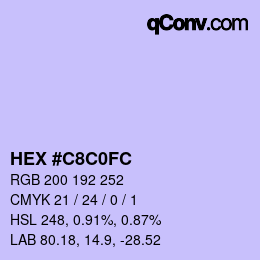 Color code: HEX #C8C0FC | qconv.com