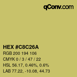 カラーコード: HEX #C8C26A | qconv.com