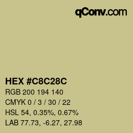 Color code: HEX #C8C28C | qconv.com