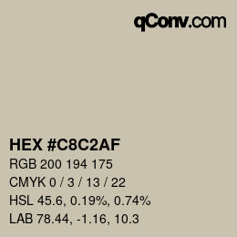 Color code: HEX #C8C2AF | qconv.com