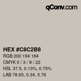カラーコード: HEX #C8C2B8 | qconv.com
