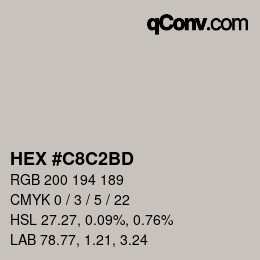 Color code: HEX #C8C2BD | qconv.com