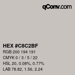 Color code: HEX #C8C2BF | qconv.com