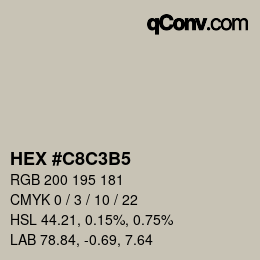 Color code: HEX #C8C3B5 | qconv.com