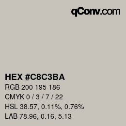 Color code: HEX #C8C3BA | qconv.com