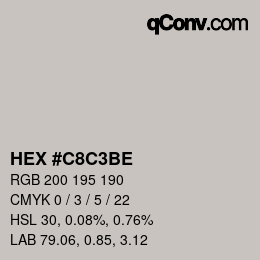 カラーコード: HEX #C8C3BE | qconv.com