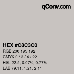 Color code: HEX #C8C3C0 | qconv.com