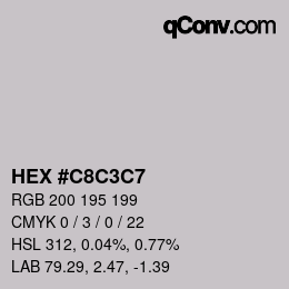 カラーコード: HEX #C8C3C7 | qconv.com