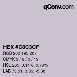 カラーコード: HEX #C8C3CF | qconv.com