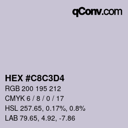 カラーコード: HEX #C8C3D4 | qconv.com