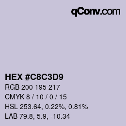 Color code: HEX #C8C3D9 | qconv.com