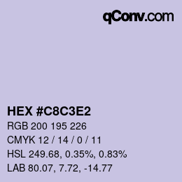 カラーコード: HEX #C8C3E2 | qconv.com