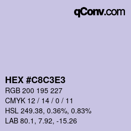 カラーコード: HEX #C8C3E3 | qconv.com