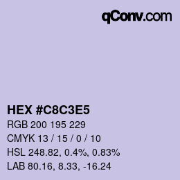 颜色代码: HEX #C8C3E5 | qconv.com