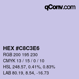 Color code: HEX #C8C3E6 | qconv.com