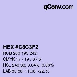 Color code: HEX #C8C3F2 | qconv.com