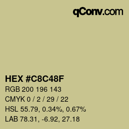 颜色代码: HEX #C8C48F | qconv.com