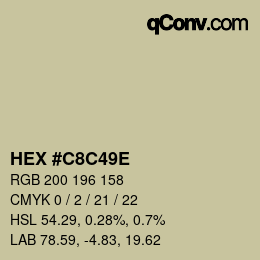 Color code: HEX #C8C49E | qconv.com