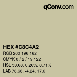 Color code: HEX #C8C4A2 | qconv.com