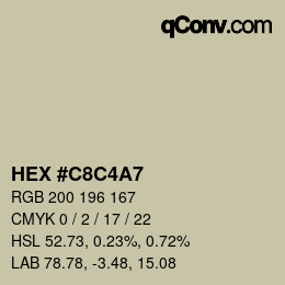 颜色代码: HEX #C8C4A7 | qconv.com