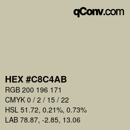 Color code: HEX #C8C4AB | qconv.com