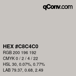 Color code: HEX #C8C4C0 | qconv.com