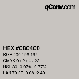 カラーコード: HEX #C8C4C0 | qconv.com